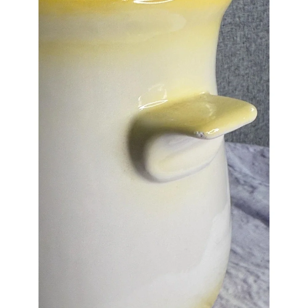 1970s Ceramic Jar  Cannister‎ with Lid Floral Daffodil Yellow Cottage